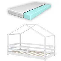 [en.casa] Kinderbett Knätten 70 x 140 cm Kiefer massiv weiß