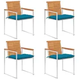 vidaXL Gartenstuhl 4 St. mit Kissen 4 x 4 x 4 cm blau
