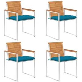 vidaXL Gartenstuhl 4 St. mit Kissen 4 x 4 x 4 cm blau