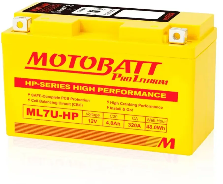 Motobatt Ml7u-hp 12v 4ah Lithiumbatterie - Yellow - One Size