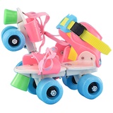 Akemaio Kinder-Rollschuhe, zweireihig 4-Rad-Skating-Schuhe mit veränderbarer Länge Sliding Slalom Inline-Skates für Kinder Mädchen