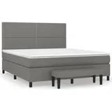 vidaXL Boxspringbett mit Matratze Dunkelgrau 160x200 cm Stoff