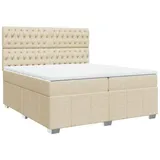 vidaXL Boxspringbett mit Matratze Creme 200x200 cm Stoff