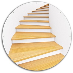 Wallario Sichtschutzzaunmatten Wendeltreppe aus hellem Holz, rund braun