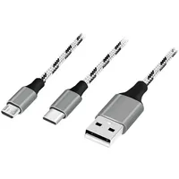 Logilink USB-A auf Micro USB + USB-C 1,2 m Weiß/Schwarz