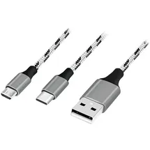 Logilink USB-A auf Micro USB + USB-C 1,2 m Weiß/Schwarz