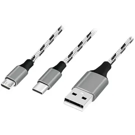Logilink USB-A auf Micro USB + USB-C 1,2 m Weiß/Schwarz