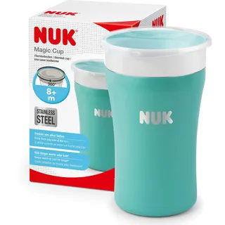 NUK Magic Cup Trinklernbecher aus Edelstahl | Hält länger warm oder kalt | 8+ Monate | 230 ml | auslaufsicherer 360°-Trinkrand | BPA-frei und auswaschbar | Blau