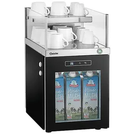 Bartscher 190091 Milchkühlschrank-Tassenwärmer-Kombi (537 mm hoch, Schwarz/Silber)
