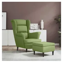 vidaXL Ohrensessel mit Hocker Samt 81 x 96 x 90 cm Hellgrün