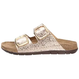 ROHDE Damen Pantolette Leder Schnalle Muster schimmernd Rodigo-D 5857, Größe:37 EU,