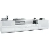 Vladon Mogan Lowboard 181 x 39 x 35 cm Weiß matt/Weiß Hochglanz MDF/Spanplatte