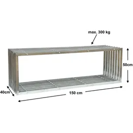 DanDiBo Ambiente Gartenbank 150 x 40 x 150 cm Silber