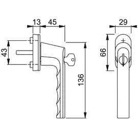 HOPPE Fenstergriff 0700LS/U26 100NM, 7/32-42, F 9714M