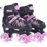 ERNAN Rollschuhe Kinder Verstellbar.komfortabl LED Rollerskates für Jugendliche und Anfänger.4 Größen verstellbar,Rollschuhe für Mädchen,Jungen und Anfänger (Pink, S)