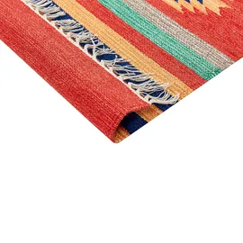 Beliani Teppich Hatis Bunt 140 x 200 cm Baumwolle Kelim