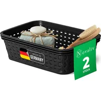 Novaliv - 2x Aufbewahrungsbox 2x Aufbewahrungskorb Rattan