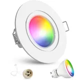linovum Einbau Deckenstrahler LED weiß mit Wifi Bulb GU10 wechselbar - kompatibel mit Alexa & Google - Spot Dimmbar RGB & Lichtfarbe