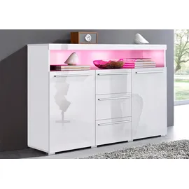 INOSIGN Sideboard »India,Breite 132cm stilvolle Anrichte mit 2Türen, 3 Schubladen«, Kommode viel Stauraum, Einlegeböden verstellbar,ohne Beleuchtung weiß