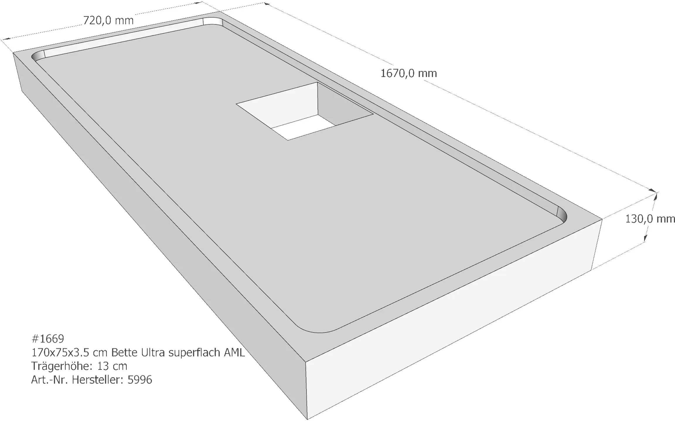 Duschwannenträger Bette BetteUltra (superflach) 170x75x3,5 cm AML235