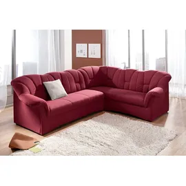 DOMO collection Ecksofa »Papenburg B/T/H: 242/190/84 cm L-Form« wahlweise mit Bettfunktion, Langer Schenkel links oder rechts, rot