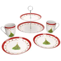 Mambocat 5tlg Weihnachtstraum Frühstücks-Set Etagere I 2 Personen aus Porzellan - 1x 161875 2x 162157 + 2x 162158