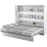 MEBLINI Schrankbett Bed Concept - Wandbett mit Lattenrost - Klappbett mit Schrank - Wandklappbett - Murphy Bed - Bettschrank - BC-14-160x200cm Horizontal - Weiß Matt mit Matratze