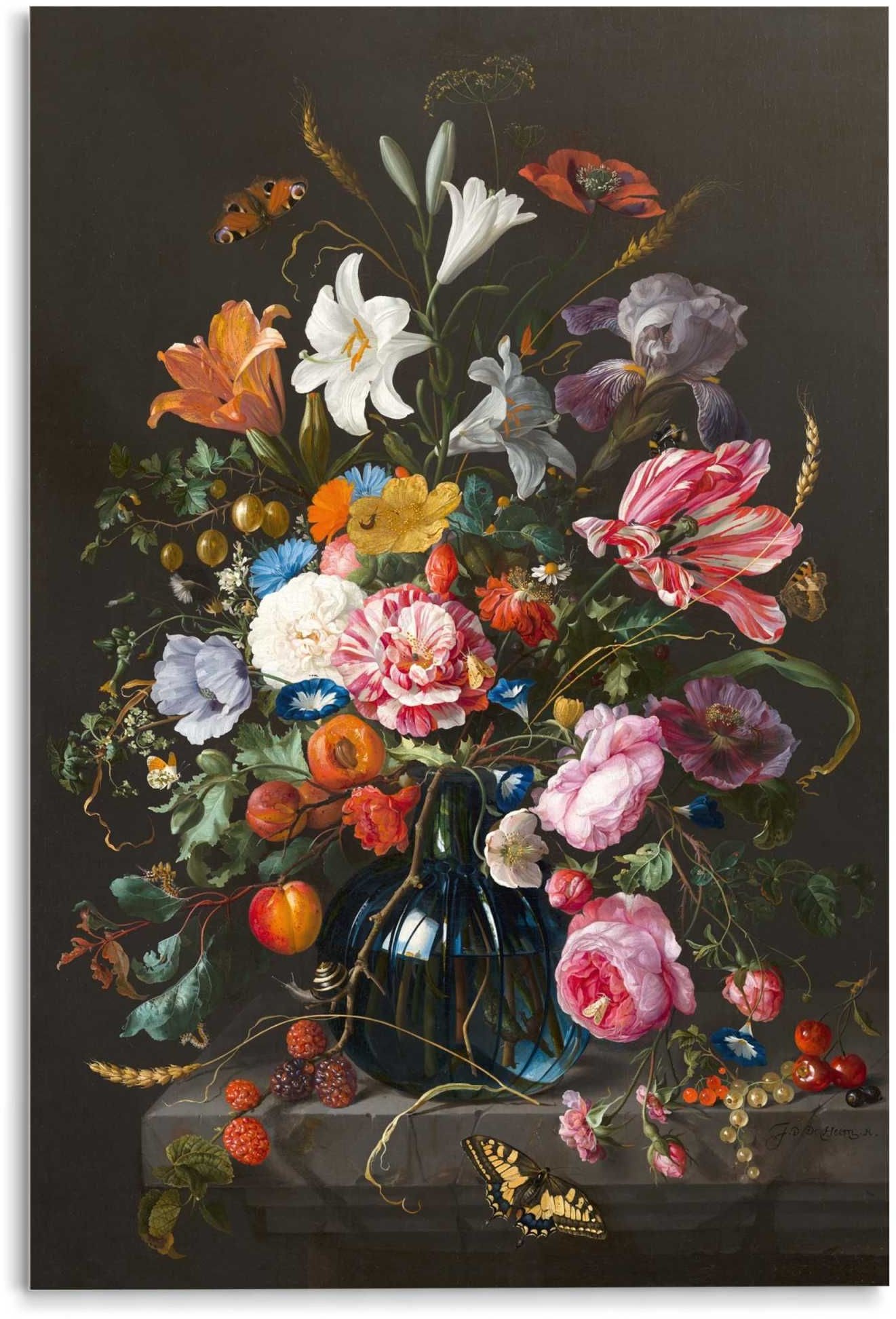 Glasbild VAAS MET BLOEMEN - bunt