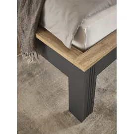 Home Affaire Einzelbett HOME AFFAIRE "WESTMINSTER Bett im Landhausstil, Doppelbett, Bettgestell", grau (grau dunkel, grau dunkel, eiche wotan dekor), B:157cm H:94cm L:210cm, Betten, in verschiedenen Farben verfügbar, Liegefläche 90/140/180x200 cm