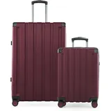 Hauptstadtkoffer Q-Damm - 2er Kofferset, Trolley-Set, TSA, Rollkoffer, Reisekoffer, (S & L), Burgund