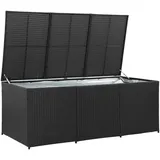 Homgoday Gartenbox Auflagenbox Gartentruhe Aufbewahrungsbox Terrassenbox Gartenmöbel Garten Kissentruhe mit Deckel Gartenbox Aufbewahrung Poly Rattan 180x90x70 cm Schwarz