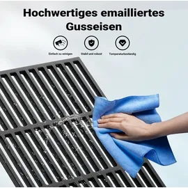 Wiltec Grillrost 30 x 44,5 cm Gusseisen matt emailliert