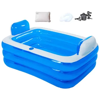 Aufblasbare Doppelter Badewanne für Dusche, Balkon & Garten inkl. Pumpe, Aufblasbare Badewanne Erwachsene, Faltbare Badewanne aufblasbar
