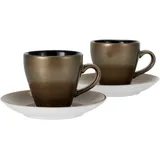 CreaTable CreaTable, Golden Days schwarz Bistrotassen, Espresso Set 4 teilig