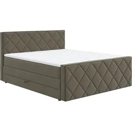 Cotta Boxspringbett COTTA "Tower inkl. Bettkasten, mit Keder in abgesetzter Farbe", dunkelgrau, keder: charcoal, B:181cm L:228cm, 100% POLYESTER (PES), Komplettbetten, Boxspringbett, in verschiedenen Breiten, Härtegraden und Farben erhältlich