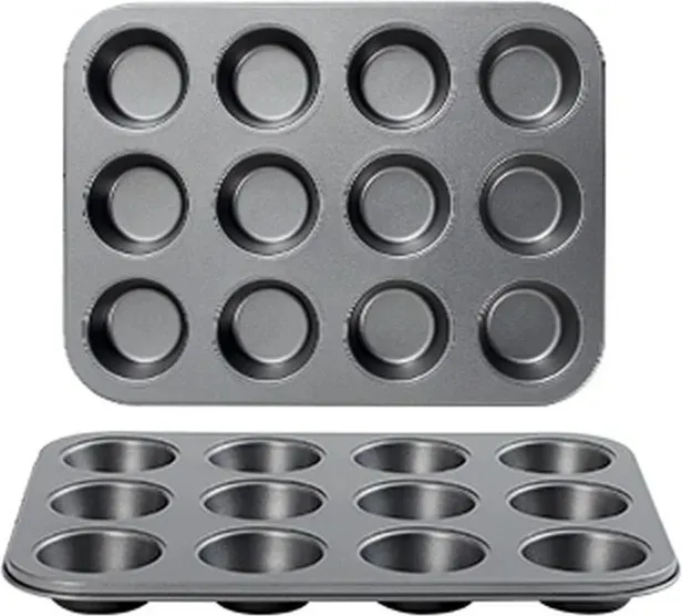 PURECOOK Karbonstahl-Kuchenform-Serie | Grau | 12-Fach 2-teilig Antihaft-Quadratische Kuchenform