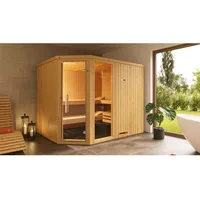 Weka Element-Ecksauna Varberg 4 Sparset 7,5 kW OS Glastür/Fenster