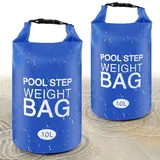 2 Stück Universal-Pool-Stufengewichte, 10 l, bruchsicher, Poolleiter-Gewichte für oberirdische Pools, wasserdichte Pool-Sand-Treppengewichte für Poolstufen, einfaches und schnelles Befüllen von Sand