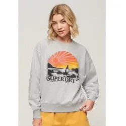 Superdry für Damen. W2012101A Sweatshirt Reise-Souvenir grau (S), Lässig, Baumwolle, Langarm