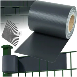 Tectake Sichtschutzstreifen 350 x 19 cm grau PVC
