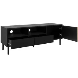 Finori Monza Lowboard 138x49 cm Schwarz/Eiche Artisan/Metall
