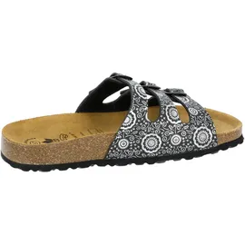 LICO Bioline Flower Pantoletten, Schwarz Silber, 39 EU