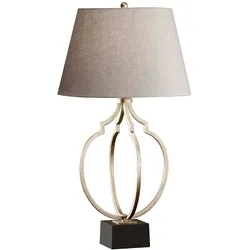 Grandeur 1-flammige Tischlampe - Ebonisiertes Blattsilber/Schwarz