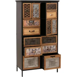 MCW Apothekerkommode 73 x 136 x 35 cm Natur/Bunt Metalloptik