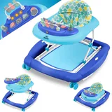 Kidiz KIDIZ® 4in1 Lauflernhilfe Babywalker Spiel- und Lauflernwagen Gehfrei - Schaukelfunktion Babywippe mit Rollen, Licht, Musik ,Spielecenter Esstisch Laufstuhl Laufhilfe babys ab 6 Monaten Klappbar