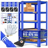 Masko Eckregal Metall/MDF 180x75x40 cm blau 5 verstellbare Ablagen