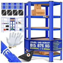 Masko Eckregal Metall/MDF 180x75x40 cm blau 5 verstellbare Ablagen