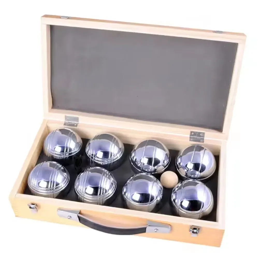 Boule Set in Holzkoffer Cranit 8 Boule Pétanque Kugeln inklusive Schweinchen Zielkugel RE65 DPLI1