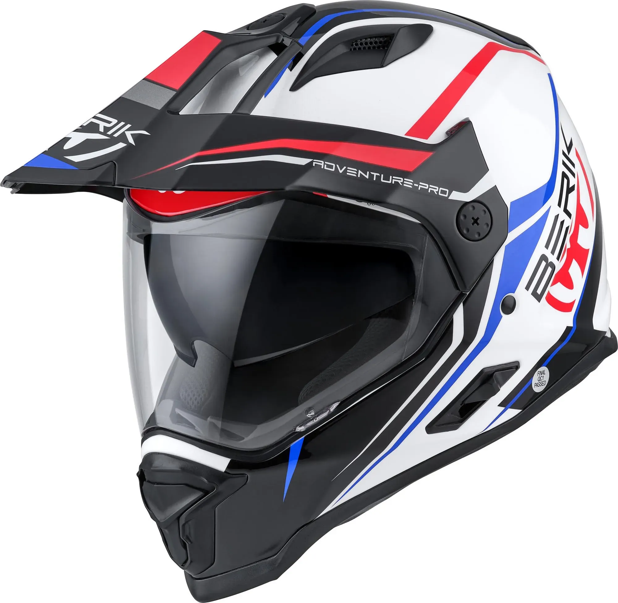 Berik MX313 Volstom Adventure Pro Enduro Helm, weiss-rot-blau, Größe XL für Frauen