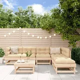 vidaXL 7-tlg. Garten-Lounge-Set Massivholz Kiefer - Braun